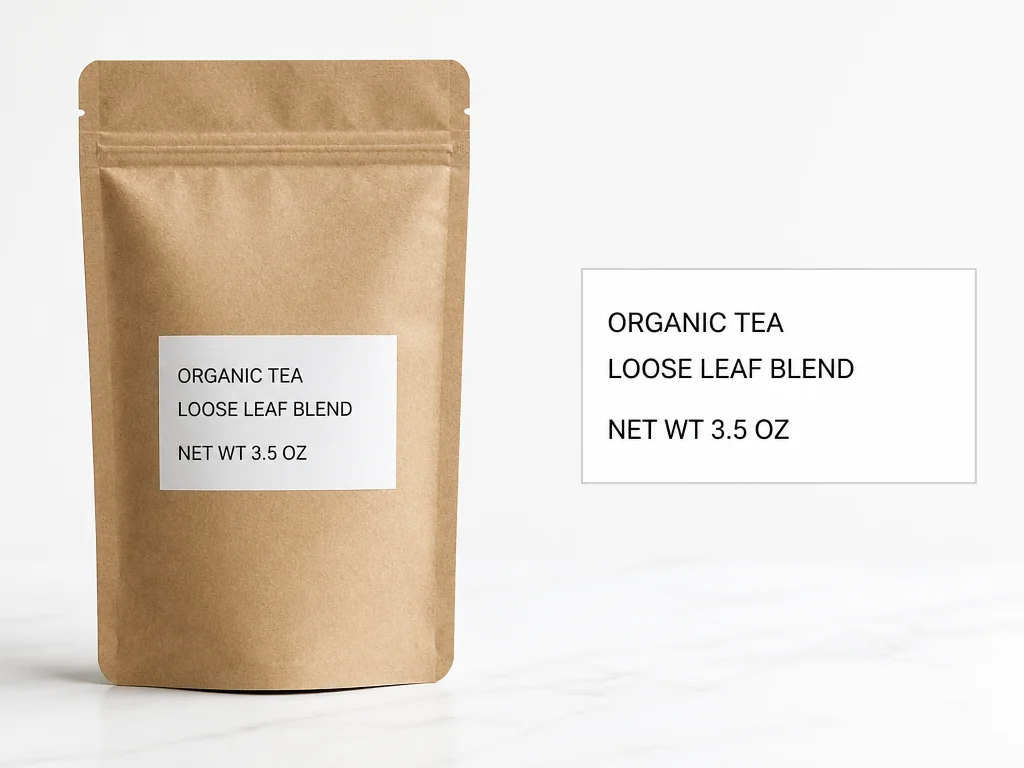 Organic Tea package label extracted into an editable text card.