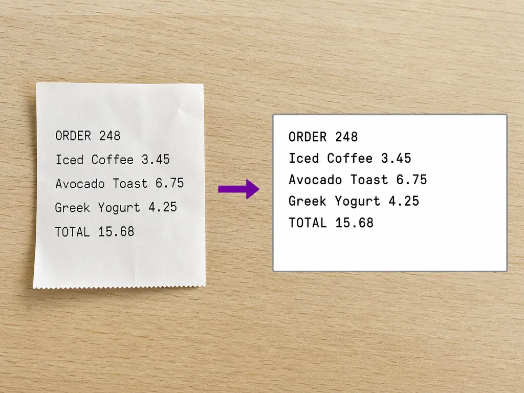 Order 248 extracted from a cafe receipt into a separate text slip.