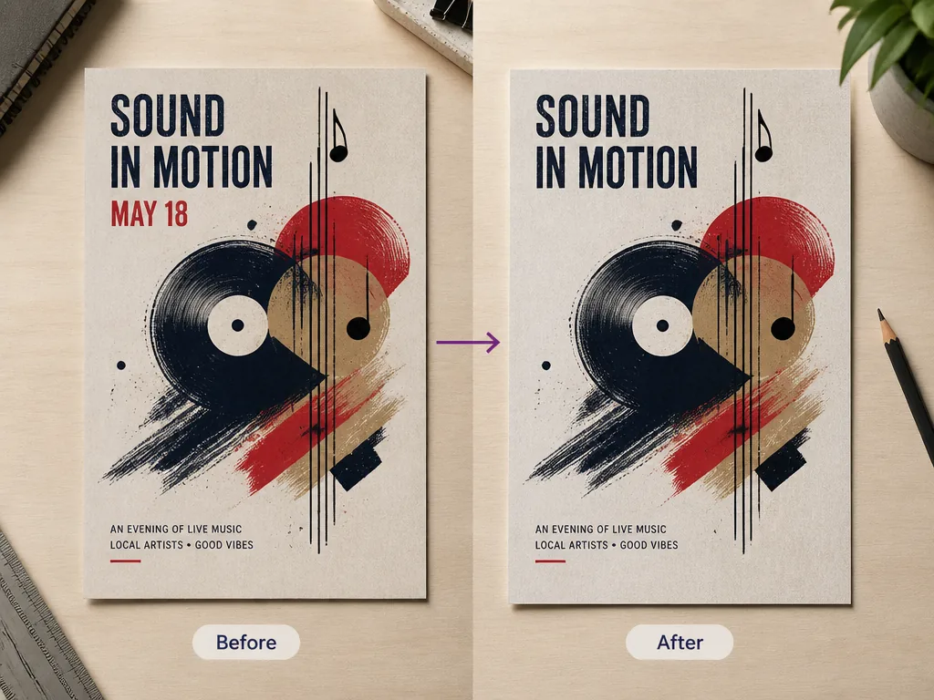 Outdated event date removed from a marketing flyer