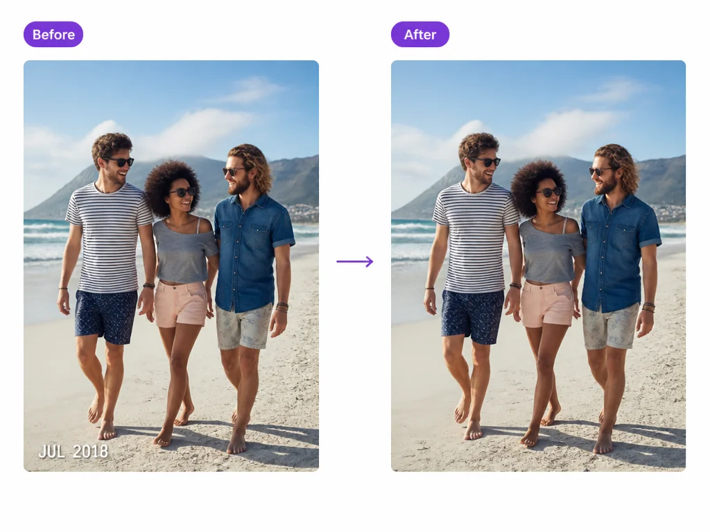 Date stamp removed from a personal beach photo